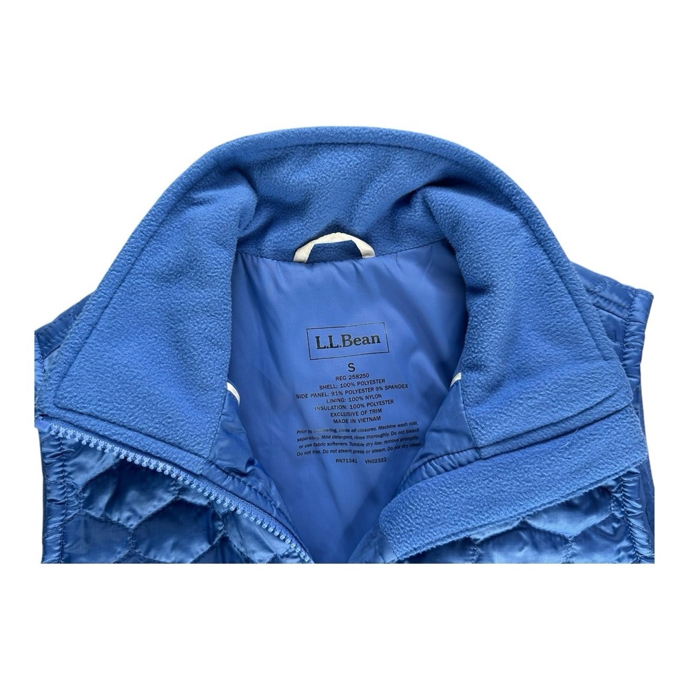 LL Bean Womens Blue Lightweight Puffer Vest Jacket Size Small Double Zip Closure - Picture 10 of 14